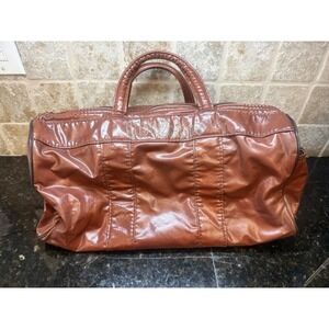 Vtg Wilson Faux Vegan Brown Leather Sports Duffle Carry On Gym Travel Bag RARE